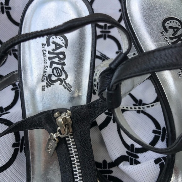 Carlos Santana  size 10  black & silver slingback working zipper detail NWOT - Picture 7 of 10